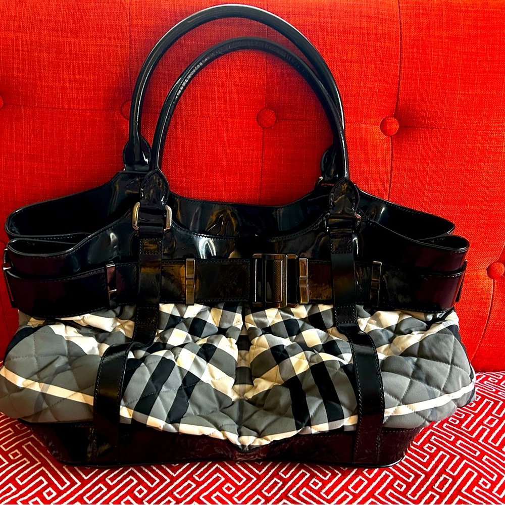 Burberry black checkered satchel